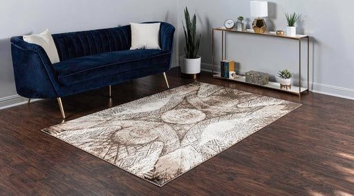 Unique Loom Sofia Collection Area Rug - Albert (9' x 12' 2" Rectangle, Brown/ Ivory)