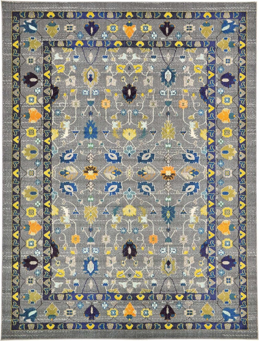 New Area Rug - Traditional - Retro -Floral - Vibrant - Carpet - Collection (9' 0 x 12' 0 - Colors Gray - Rectangle)