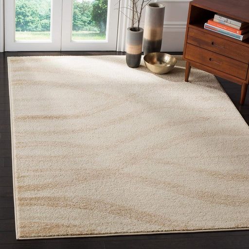X-Large Area Rug - 11' x 15', Cream & Champagne, Modern Wave Distressed Design, Non-Shedding & Easy Care, Ideal for High Traffic Areas By SAFAVIEH