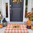 Orange and White Plaid Rug - Indoor Outdoor Hand-Woven Washable Doormat for Fall Front Door Decoration, Porch, Entryway, Farmhouse, Autumn, Thanksgiving (Orange and White Plaid, 3' × 5')
