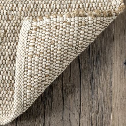 2' 6" x 8' Natural Handwoven Solid Jute Cotton Blend by nuLOOM