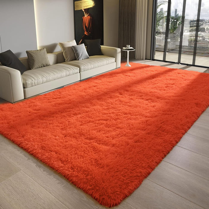 3x5 Feet Red Orange Modern  Fluffy Area Rugs