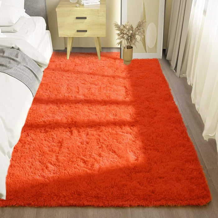 3x5 Feet Red Orange Modern  Fluffy Area Rugs