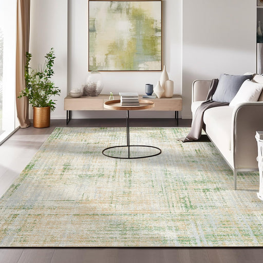 8x10 Green Multi Abstract Sketch Distressed Contemporary Area Rug