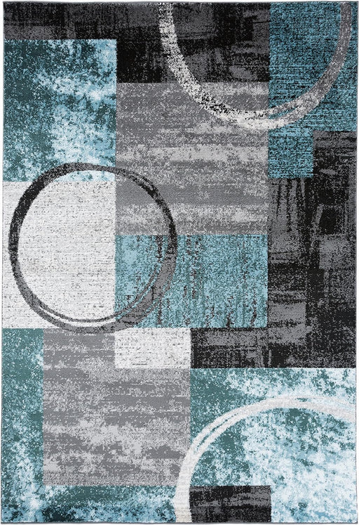 7'10" x 10'2" Gray Contemporary Abstract Circle Area Rug by Rugshop