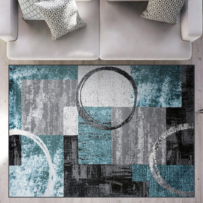 7'10" x 10'2" Gray Contemporary Abstract Circle Area Rug by Rugshop