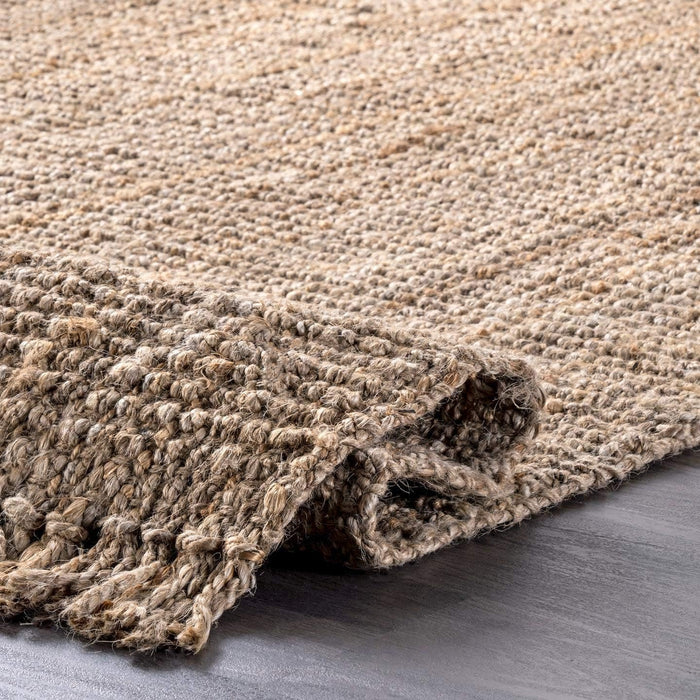 4x6 Natural Solid Chunky Farmhouse Jute Tassel Area Rug by nuLOOM