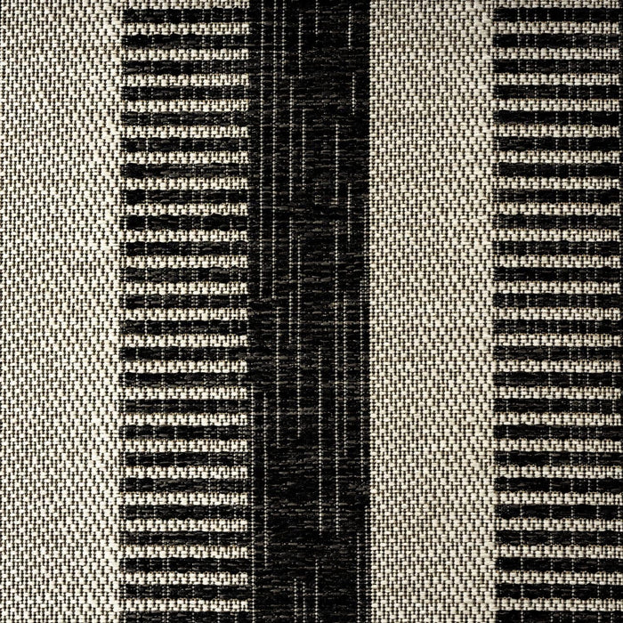 5'2"x7'2" Black/Grey Modern Stripe Indoor/Outdoor Area Rug