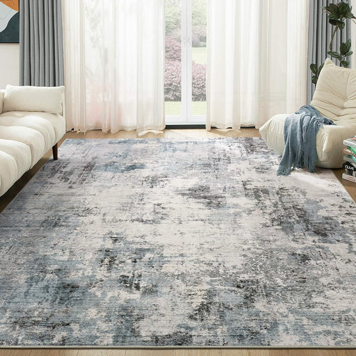 5x7  Grey / Blue Modern Abstract Neutral Area Rugs