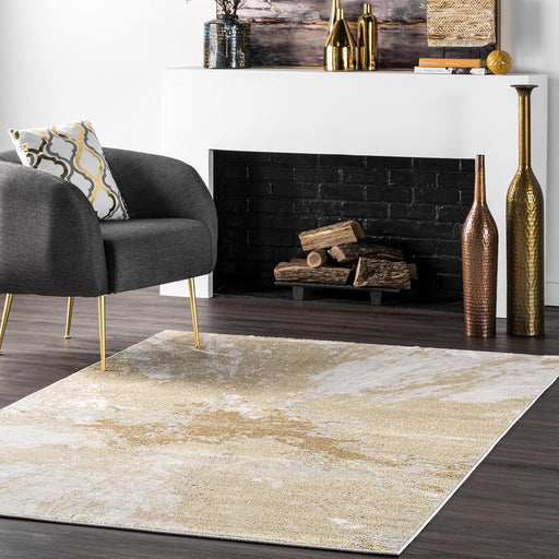 5x8, Gold Contemporary Abstract Area Rug by nuLOOM
