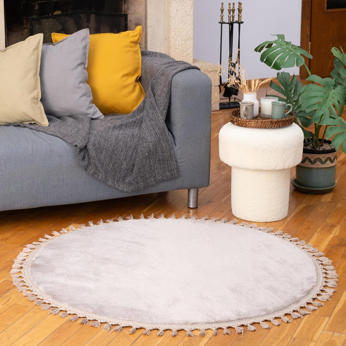 4x4 fee) Beige Fluffy Rug Soft and Cozy Area Rugs