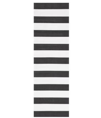 Christa Striped Black 2 ft. 6 in. x 8 ft. Indoor/Outdoor Runner Rug