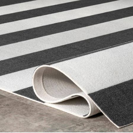 Christa Striped Black 2 ft. 6 in. x 8 ft. Indoor/Outdoor Runner Rug