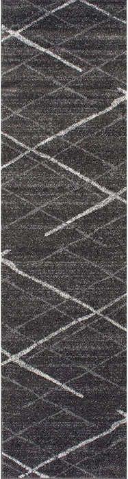 2x6 Charcoal, Abstract Lines Contemporary Area Rug