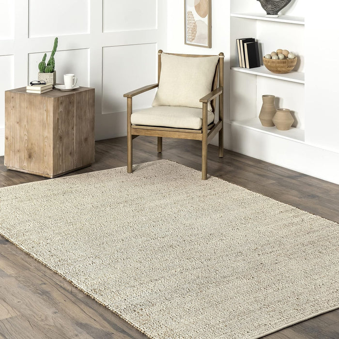 3x4 Jute & Cotton Natural, Solid Rustic Farmhouse Hand Woven Area Rug