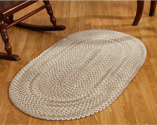 27" x 45" Oval Beige Ombre Braided Area Rug