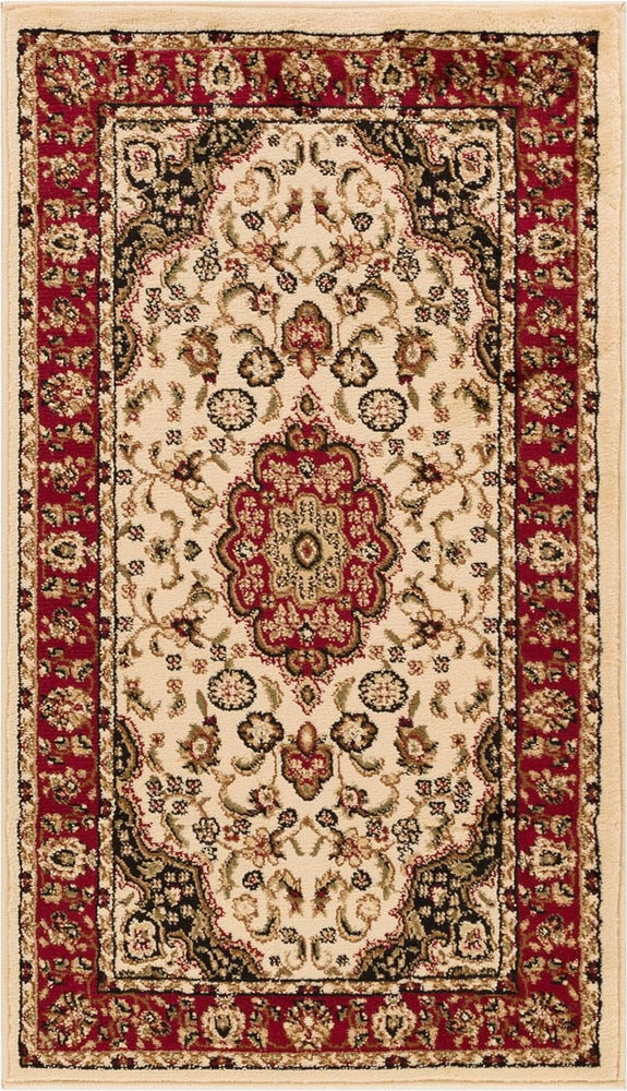 Well Woven Barclay Collection Medallion Kashan Ivory 2x4 Area Rug - for Entryways, Small Bedrooms, Living Rooms