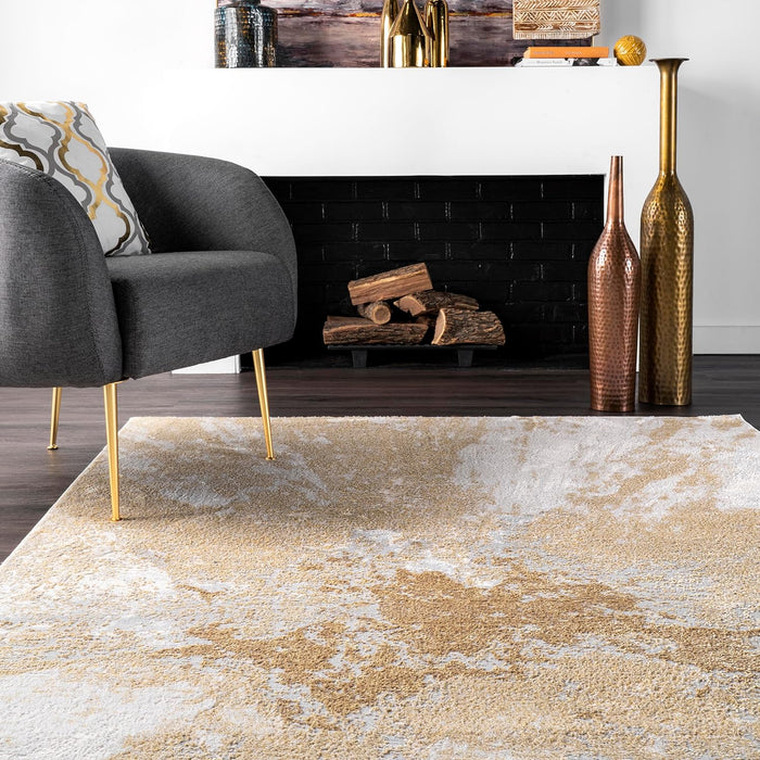nuLOOM Cyn Contemporary Abstract Runner Rug, 2' 8" x 8', Gold