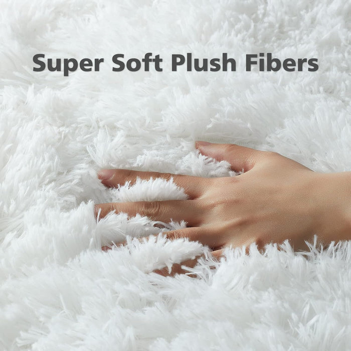 6 x 9 White Large Fluffy Fuzzy Plush Shag Rugs