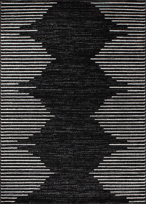 5'x7' Black Bohemian Stripe Area Rug by Rugshop
