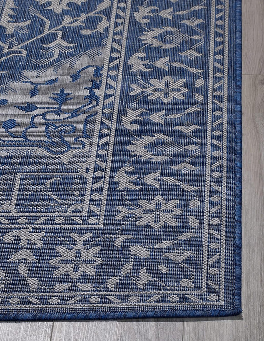 5ft 4in x 7ft 6in Blue Polypropylene Vintage Persian Outdoor Rug