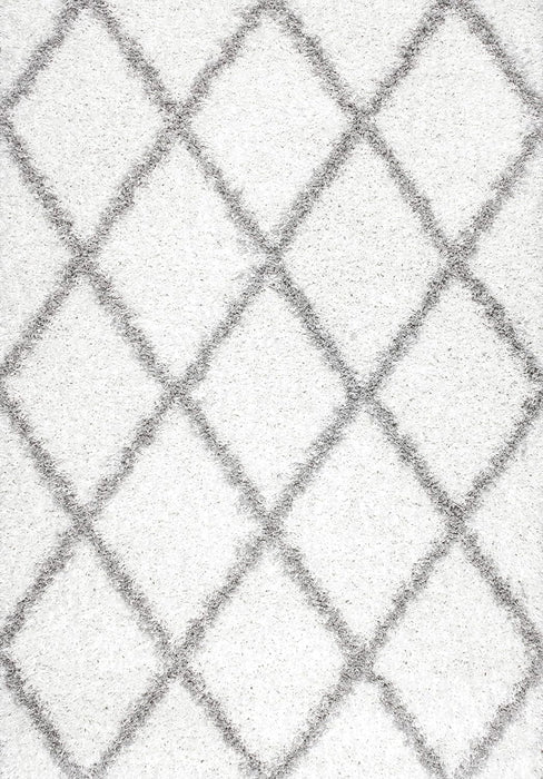 5x8 White/Grey Modern/Contemporary Moroccan Area Rug