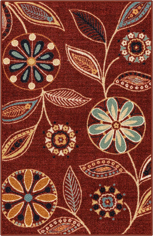 2'6 x 3'10, Merlot Floral Accent Maples Rugs