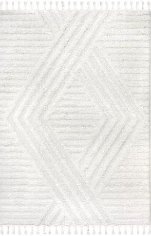 nuLOOM Risette Geometric Shag Tassel 4' x 6' off-white Area Rug