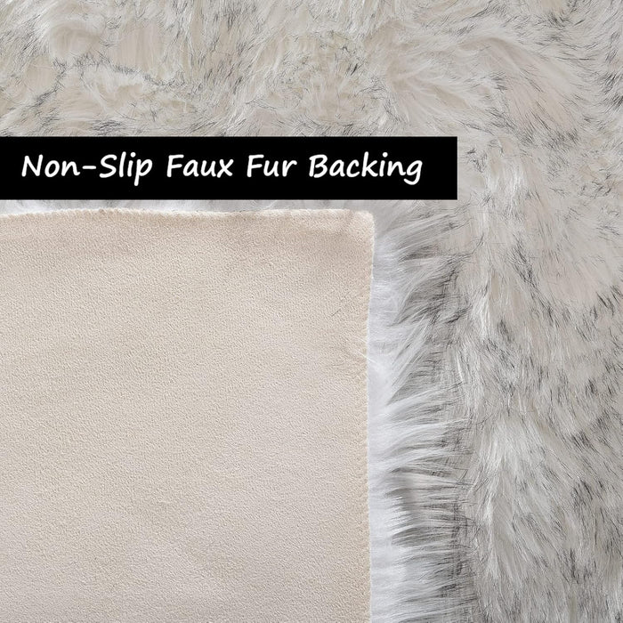 5x7 White and Grey Tips Faux Sheepskin Area Rug