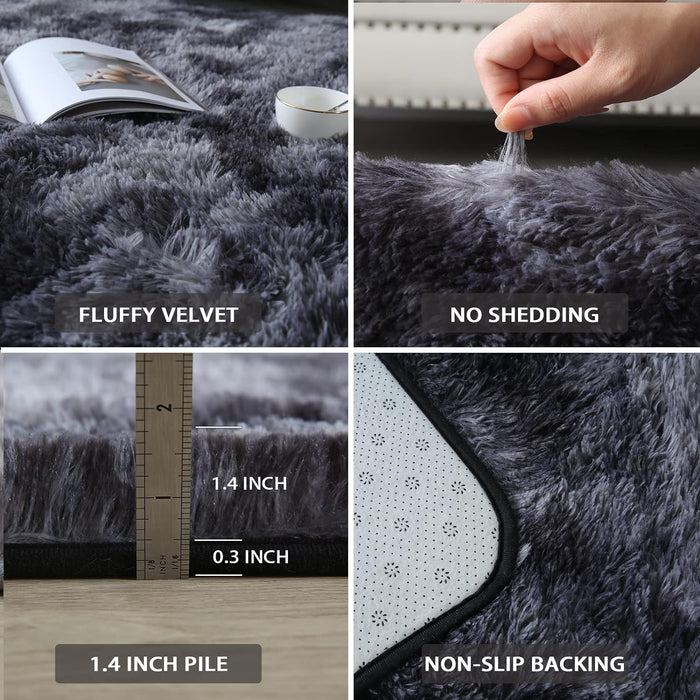 5x7 Grey Faux Fur  Fluffy Area Rug Modern