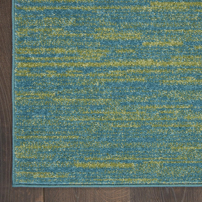 Nourison Essentials Indoor/Outdoor Blue Green 3' x 5' Area Rug, Easy Cleaning, Non Shedding, Bed Room, Living Room, Dining Room, Backyard, Deck, Patio (3x5)