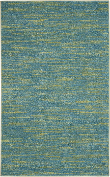 Nourison Essentials Indoor/Outdoor Blue Green 3' x 5' Area Rug, Easy Cleaning, Non Shedding, Bed Room, Living Room, Dining Room, Backyard, Deck, Patio (3x5)