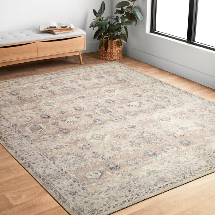 Loloi II Hathaway Collection HTH-03 Java / Multi 7'-6" x 9'-6", .25" Thick, Area Rug, Soft, Durable, Printed, Modern, Low Pile, Non-Shedding, Easy Clean, Living Room Rug