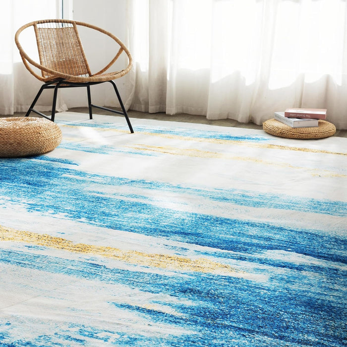 8x10 Ultra Soft Bedroom Rug Abstract Modern Rug, Stain Resistant Washable Rug