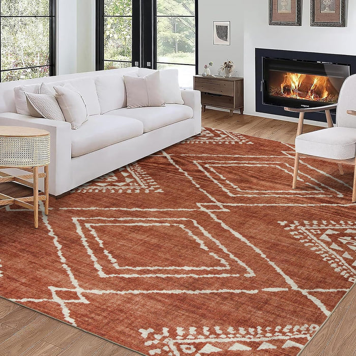 7'6" x 9'6" Machine Washable  Moroccan Diamond Tribal Area Rug