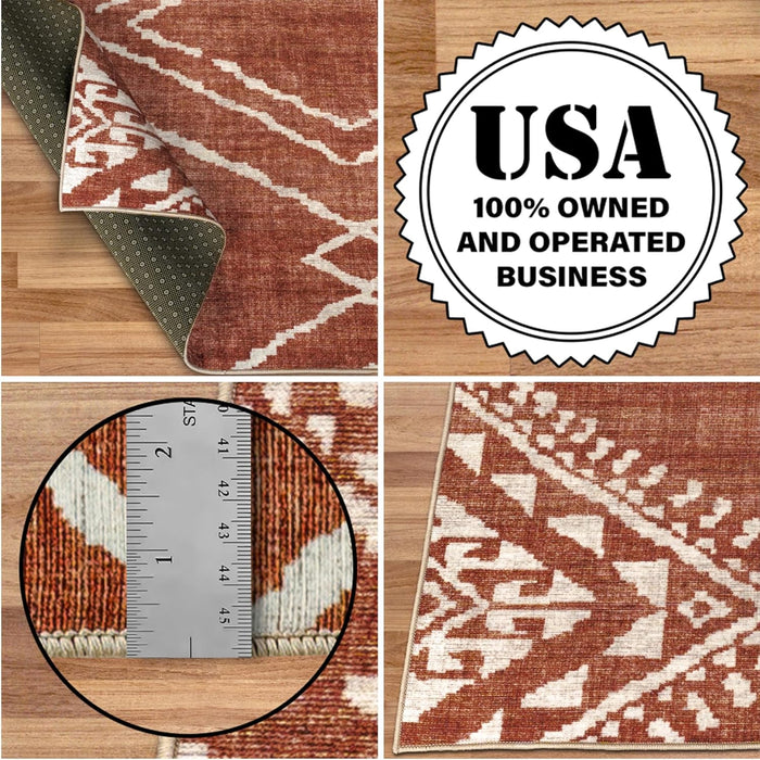 7'6" x 9'6" Machine Washable  Moroccan Diamond Tribal Area Rug