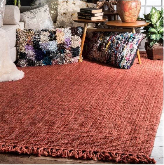 6' x 9' Color Brick Nuloom Daniela Farmhouse Chunky Jute Area Rug