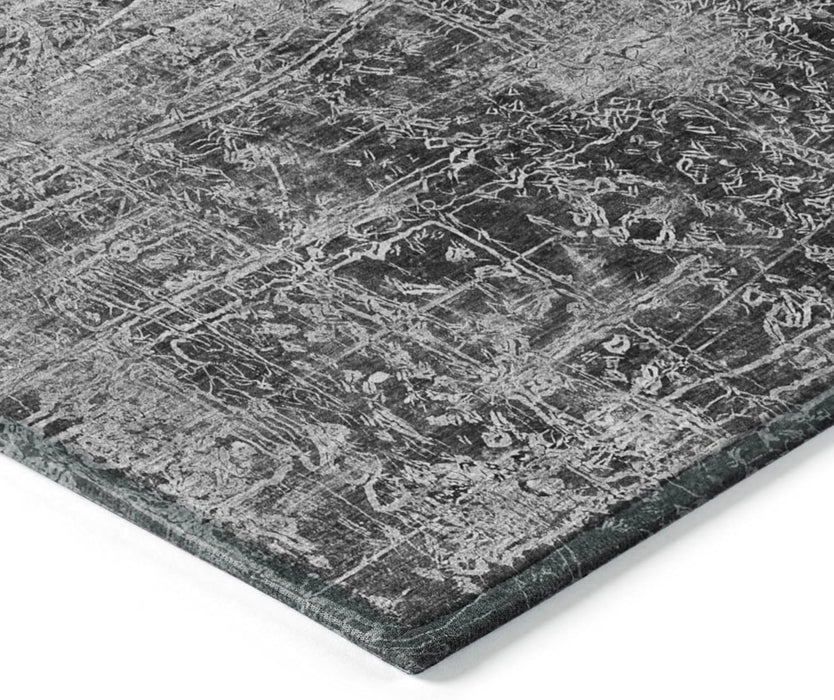 5' x 7'6 Gray Indoor Outdoor Area Rug, Stain Resistant, Machine Washable Rug