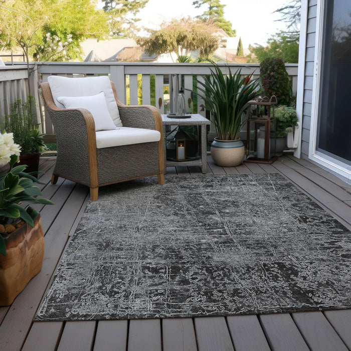 5' x 7'6 Gray Indoor Outdoor Area Rug, Stain Resistant, Machine Washable Rug