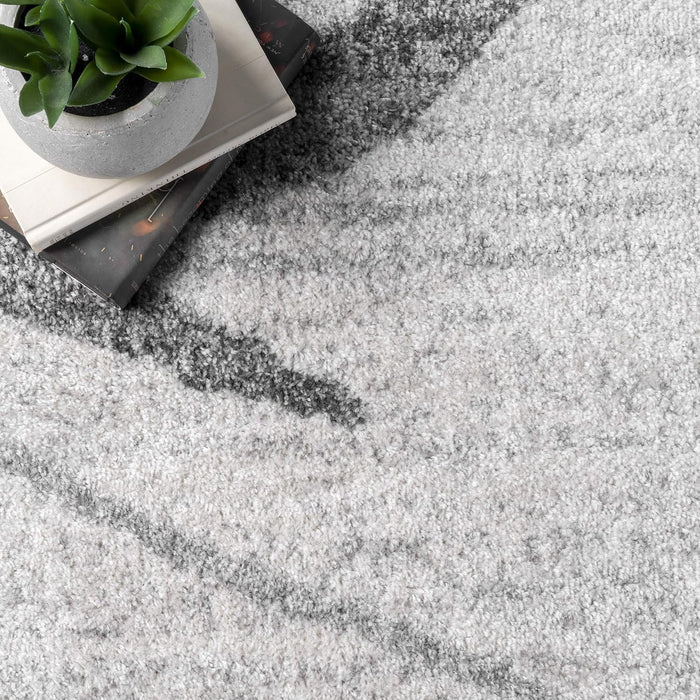 4 Square Grey, Abstract Lines, Contemporary Area Rug, Non-Slip Backing, Stain Resistant, By nuLOOM