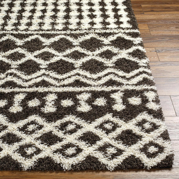 6'7" x 9'6" Dark Brown Moroccan Shag Area Rug