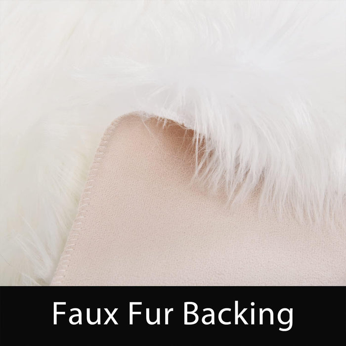 6.7 ft Round  White Faux Fur Sheepskin Circle Fluffy Washable Area Rug