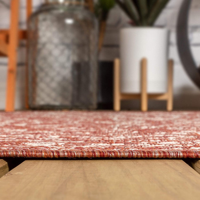 8 X 10 Red/Taupe Bohemian Medallion Textured Weave Indoor Outdoor Coastal, Traditional,Transitional Rug By JONATHAN Y