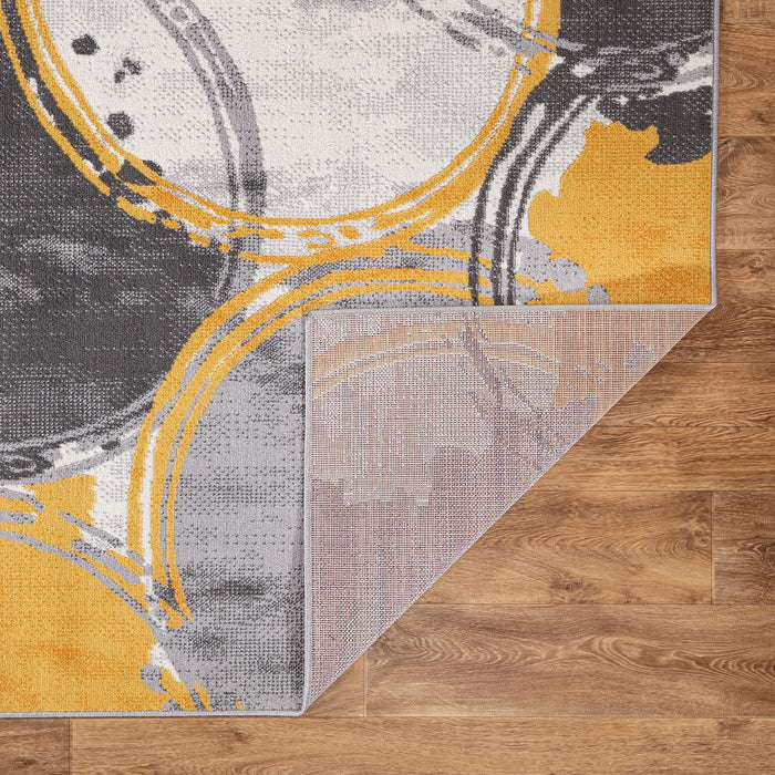 5' x 7' Yellow/Gray Contemporary Modern Circles Area Rug