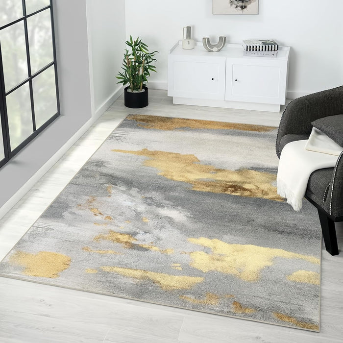 9'x12' Grey Boho Abstract Machine Washable Area Rug with Non Slip