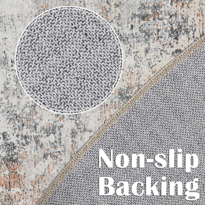 5'ft Round Modern Circle Rug Round Washable Thin Rug Abstract Distressed Area Rug