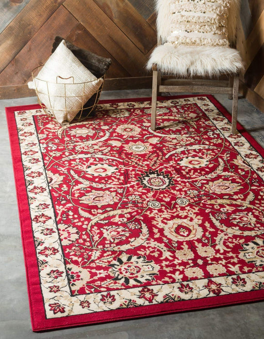 6'x 9' Red/ Beige Unique Loom Area Rug