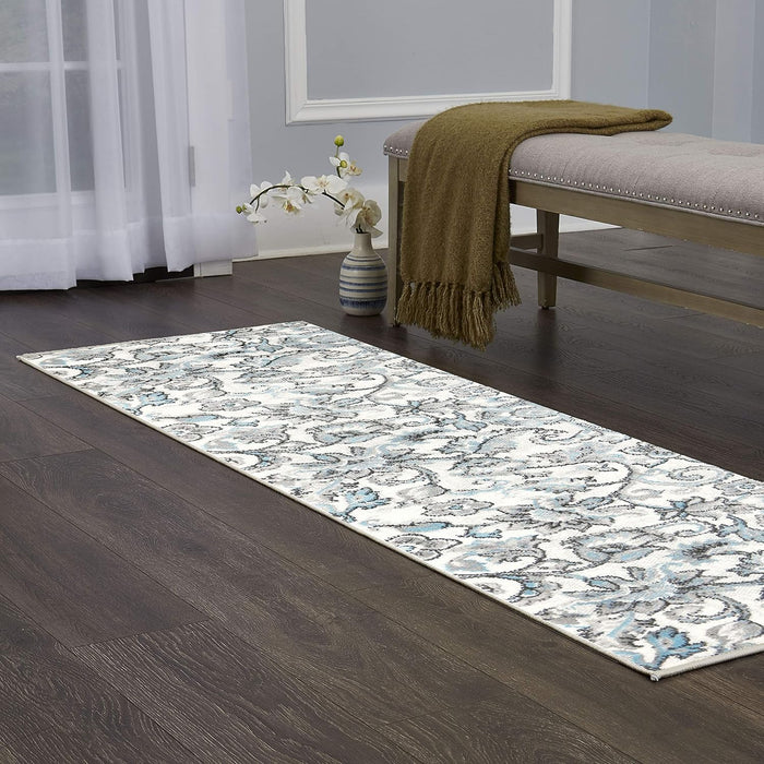 Home Dynamix Boho Odesa Runner Area Rug 1'6"x7'2", Ikat Ivory/Blue