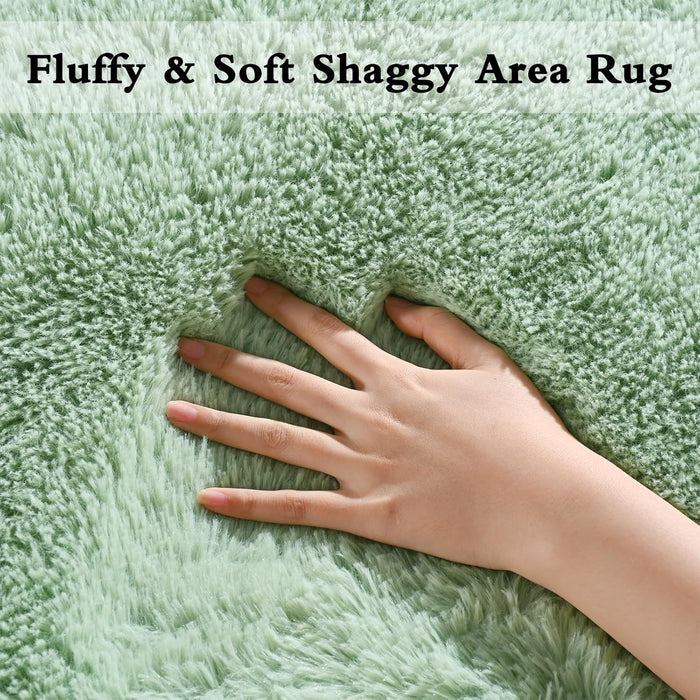 8x10 Sage Green Plush Soft Extra Large Fuzzy Area Rug