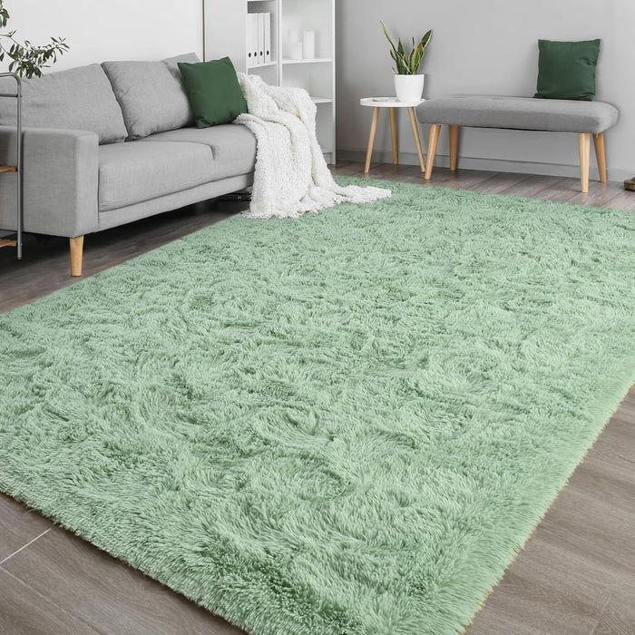 8x10 Sage Green Plush Soft Extra Large Fuzzy Area Rug